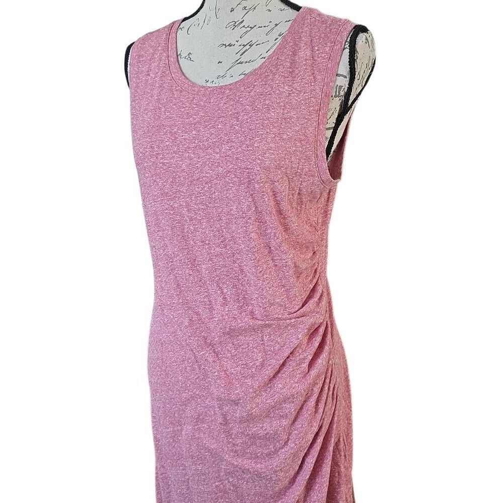 Z Supply Women's Size Large Heathered Pink Side Ruched Tank Dress - Picture 3 of 7